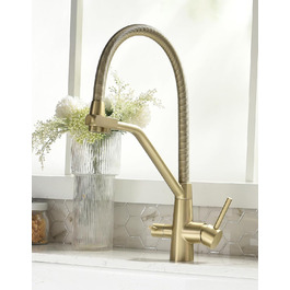 Змішувач кухонний з висувною лійкою 360°, з гальванічним покриттям 