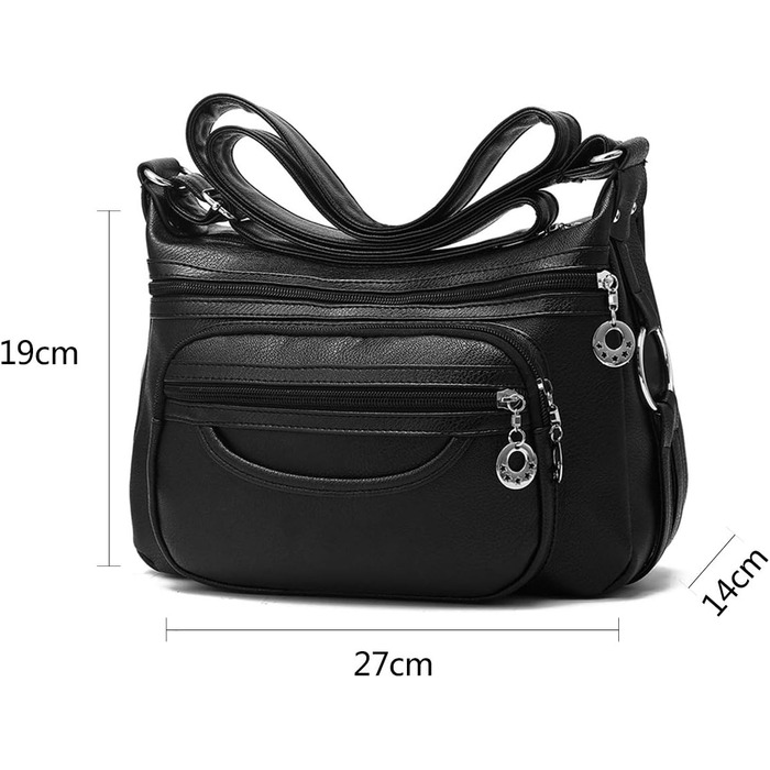 Сумка жіноча через плече NOTAG зі штучної шкіри, чорна: легка сумка-месенджер з декількома кишенями