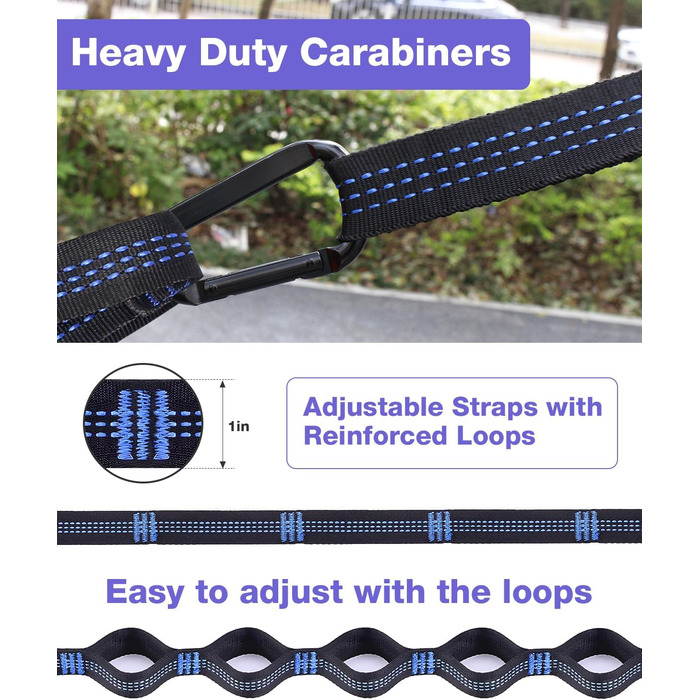 Гамак дорожній подвійний 295x140 см, рожево-ліловий, вантажопідйомність 350 кг - з карабінами та ременями для кріплення