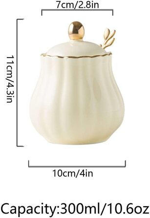 Ceramic Sugar Bowl with Spice Jars, Solid Color Sugar Bowl with Lid and Spoon, Ceramic Sugar Storage Jar, Porcelain Sugar Pot (Yellow)