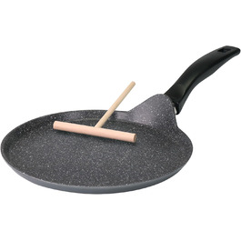 STONELINE Back to Nature Crepe Pan Induction 25 cm, Omelette pan coated with real stone particles, Pancake/Pancake pan non-stick, Fat-free frying, All stovetops, (Grey)