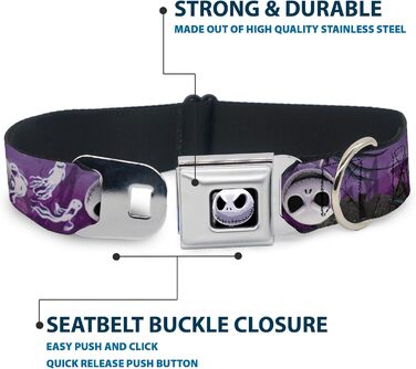 Нашийник для собак Buckle-Down Jack Expressions Ghosts in Cemetery - широкий 2.5 см, розмір 38-66 см