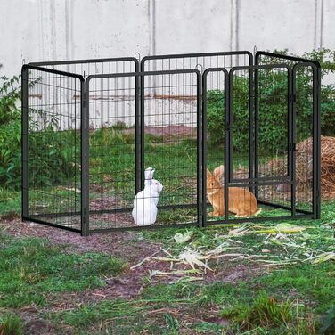 Вольєр для цуценят/собак Freigehege, складаний, 6 секцій, 65x80 см, чорний (6 шт.)