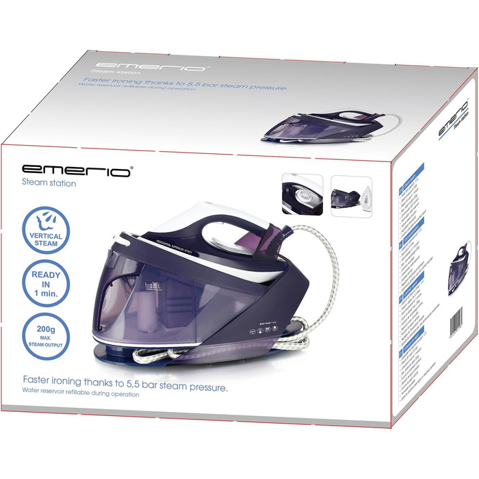 Парогенератор Emerio SG-123562 | 2200 Вт, 5.5 бар, 1500 мл, керамічна підошва