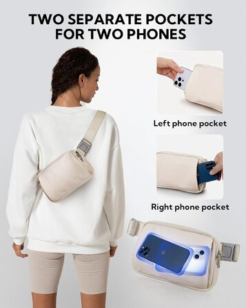 WATERFLY Поясна сумка на пояс для чоловіків та жінок: Стильна нагрудна сумка для спорту та моди, водонепроникна, маленька сумка на стегно для активного відпочинку, подорожей, походів, фестивалів (Бежева)