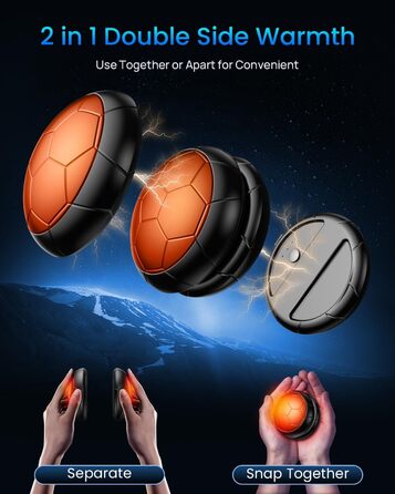 Електричні грілки для рук 2 шт. | Змінні, з 3 режимами нагріву та 20 годинами тепла, USB, для холодної погоди, Outdoor, Indoor (Помаранчевий)