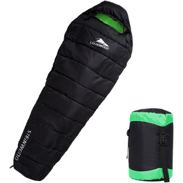Спальний мішок Steinwood Premium ковдру 3-4 сезони 210см - Outdoor, мішковидний, для гірських хат, літній - оливковий - двосторонній блискавка (3/4 сезони - чорний/зелений - двосторонній блискавка)