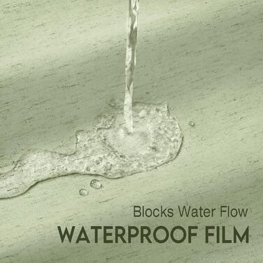 Штора для душу зелена льон 180x200 см, бохо стиль, водонепроникна, тканинна, анти-грибок, для ванної кімнати