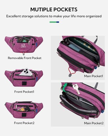 WATERFLY Поясна сумка на пояс для чоловіків та жінок, спортивна, для бігу, фітнесу, подорожей, фіолетова