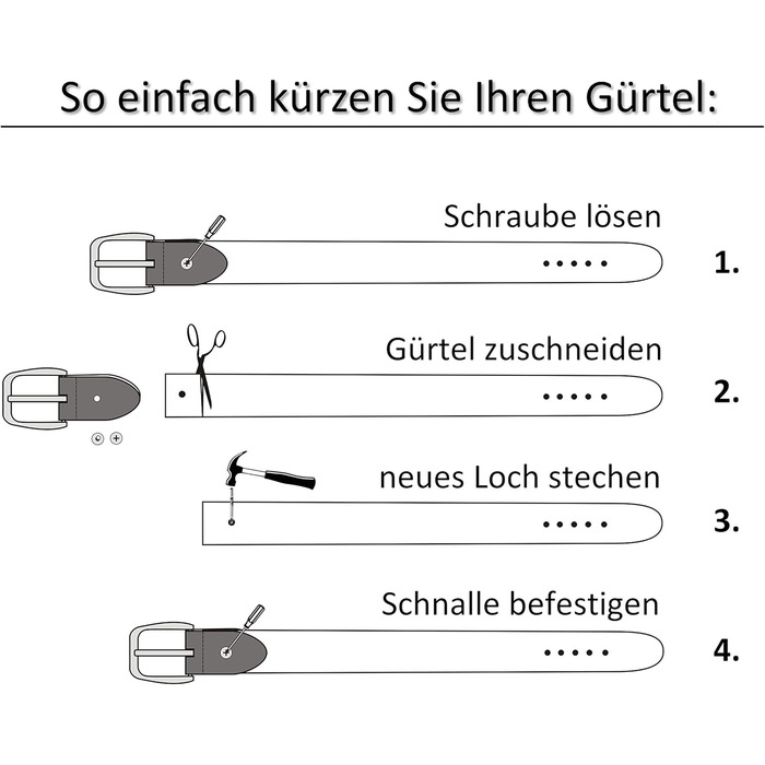 Чоловічий шкіряний ремінь, Made in Germany, 4 см, чорна пряжка, 125 см (140 см загальна довжина)