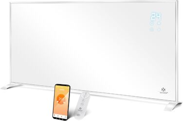 KESSER® Infrared Heater - Energy-Saving Infrared Standing Unit & Wall Mounting Electric Heater 700W with Remote Control, Thermostat & App Control, Electric Heating Panel, Heater Convector, Standing Feet, 700W, White