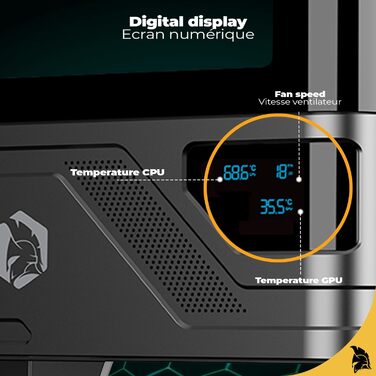 Корпус для ПК Empire Gaming ECM252 Mid Tower з цифровим дисплеєм (температура CPU/GPU, RPM) - 3 ARGB вентилятори - ATX/Micro-ATX/ITX - USB C (Чорний)