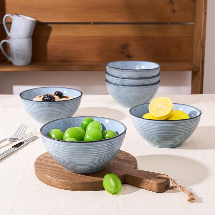 Набір посуду Tempus Serie для 6 осіб (18 предметів), стелітова посуд, реактивна глазур, перламутрово-блакитний