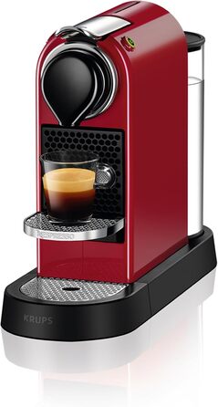 Кавова машина Krups Nespresso CitiZ XN7415, капсульна, 1260 Вт, 19 бар, резервуар 1 л, червона