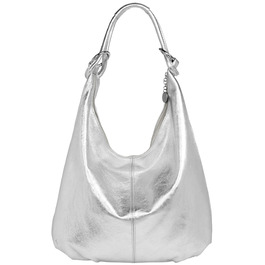 Сумка жіноча Caspar Vintage з велюрової шкіри (сріблястий металік) - Made in Italy - Модель №617