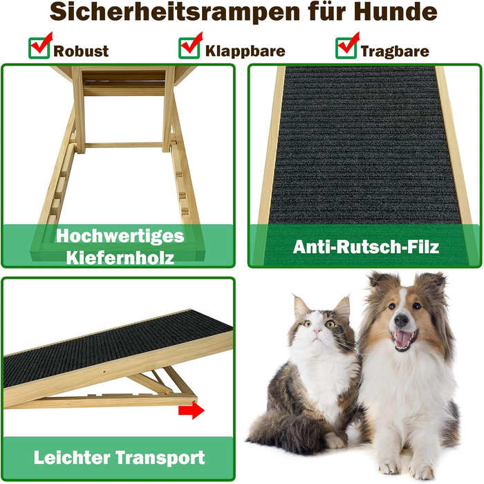 Froadp 49x38x61cm Folding Stairs for Dogs Made of Plastic, Foldable Dog Stairs with 4 Steps & Felt Mat, Non-Slip Cat Stairs, Bed, Balcony, Sofa, Portable Pet Stairs for Dogs and Cats (Wood Type B)