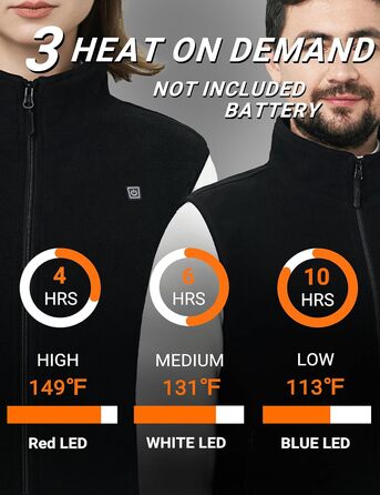 Обогревна жилетка для чоловіків та жінок, 6 зон обігріву, 3 режими температури, чорний колір, розмір S