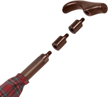 iX-brella Folding Umbrella with Adjustable Height and Wooden Handle - Red Checkered Small