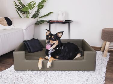 Софа для собак Candy | М'яке ліжко-диванчик для собак з бортиками | Ідеальне собаче ліжко для подорожей | Корзина-ліжко для маленьких собак (Taupe)