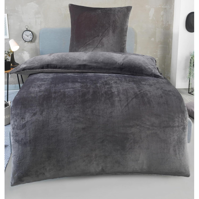 DreamHome Зимова двостороння плюшева постільна білизна 135x200 Nicky-Teddy Cashmere Touch Coral Fleece ковдра + наволочка 80x80, сірий колір