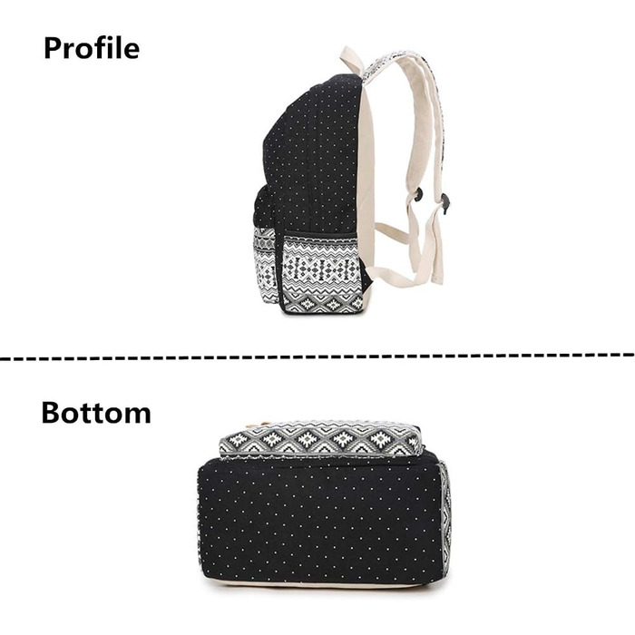 Жіночий/Дівчачий рюкзак у стилі vintage з кольоровими смужками. Чорний канвасний рюкзак для підліток, дівчат та студентів