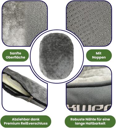 М'яке ліжко для собак та котів - зручне гніздище з антиковзною основою (сірий, кремовий білий)