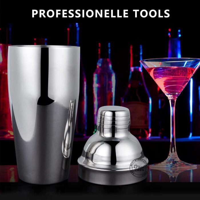 Stainless Steel Cocktail Mix Set - 14 Piece Bartender Kit with Bamboo Stand - 750ml Shaker Set - Perfect Gift
