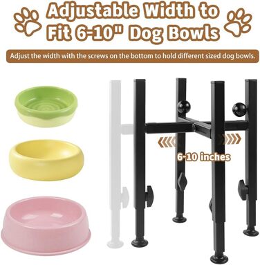 Підставка для миски для собак з підставкою для лап, регульована по висоті (15-26 см), металева, для води та корму, для маленьких, середніх та великих собак (лише стійка)