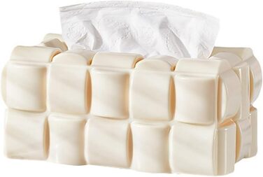 Tissue Box Holder, Multifunctional, Waffle Tissue Box Dispenser, Napkin Cover for Home, Office, Restaurant (Cream)