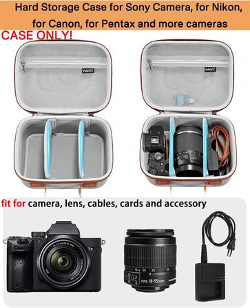 Чохол жорсткий RAIACE для Sony Alpha 7 II/III/IV/7R V, Nikon, Canon, Pentax – сірий. З відсіком для зарядного пристрою, кабелів, карт пам'яті та аксесуарів.