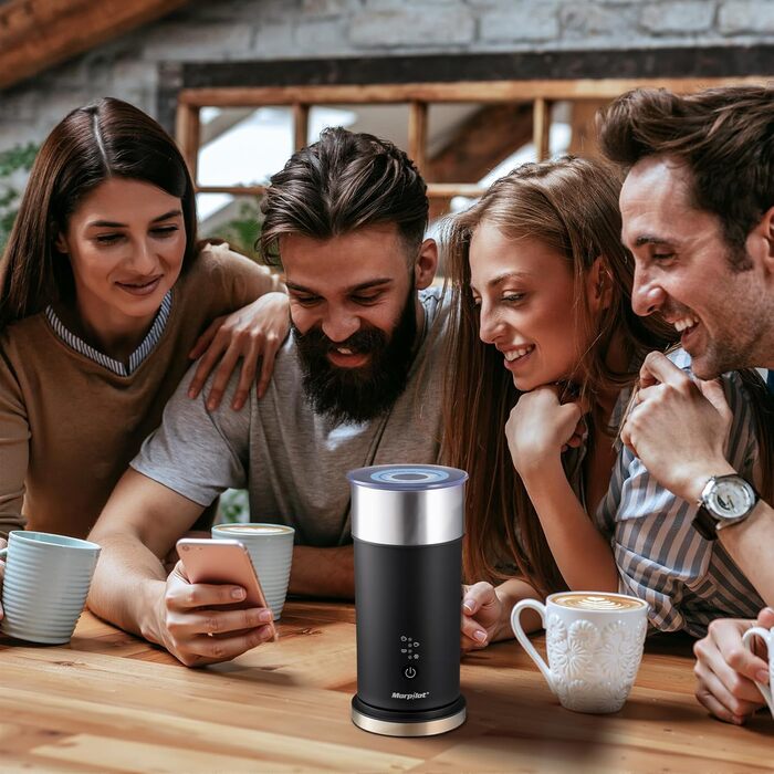 Електричний піноутворювач для молока Morpilot 4-в-1, 240 мл, 400 Вт, з нержавіючої сталі з антипригарним покриттям, для лате макіато та капучино