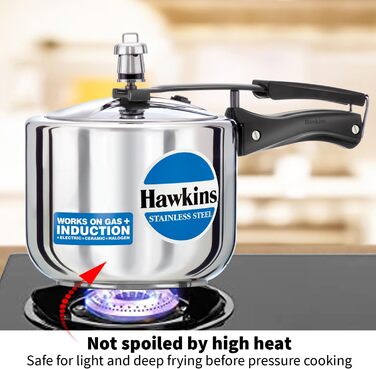 Hawkins Modell B 3 33 Hard Shell Cover L High Stainless Steel Pressure Cooker, small, silver