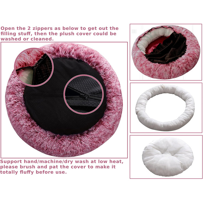 Крісло-гніздо для собак XXXL, Рожеве. Крісло-лежанка для собак з антистресовим покриттям, знімний та пральний чохол, 115 см