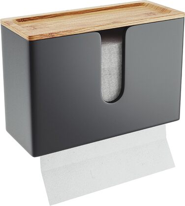 Nature Supplies Wooden Paper Towel Dispenser - Paper Towel Holder With Wall Mount or Tabletop Use, for C-Fold, Z-Fold, or Interfold Paper Towels (Black, Top)
