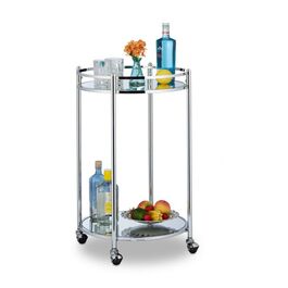 Relaxdays Round Serving Trolley, Silver