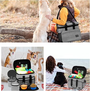 Набір для подорожей з собакою: великий рюкзак, 2 годівниці, контейнери для їжі (Сірий XL)