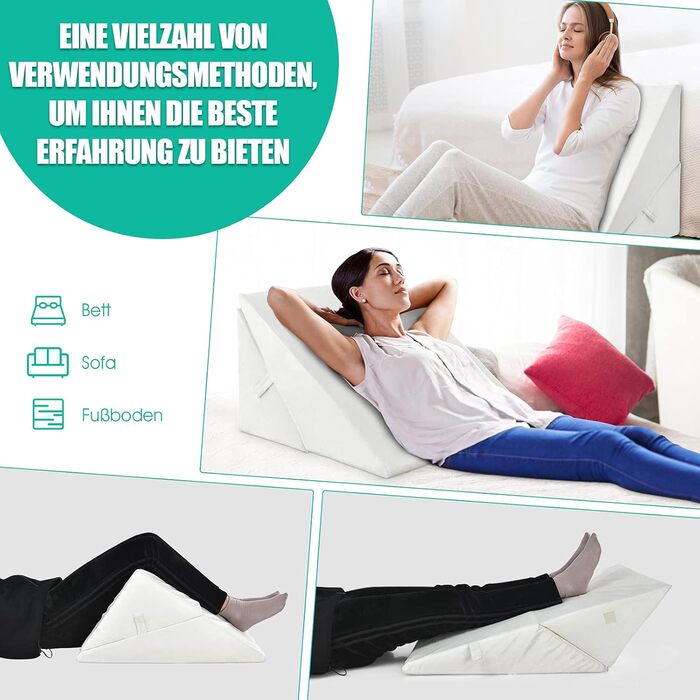 Подушка для читання GOPLUS з піною з пам'яті, 54x32x50,5 см, біла