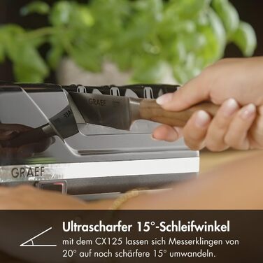 Точилка для ножів GRAEF CX125, кут заточування 15°, чорна