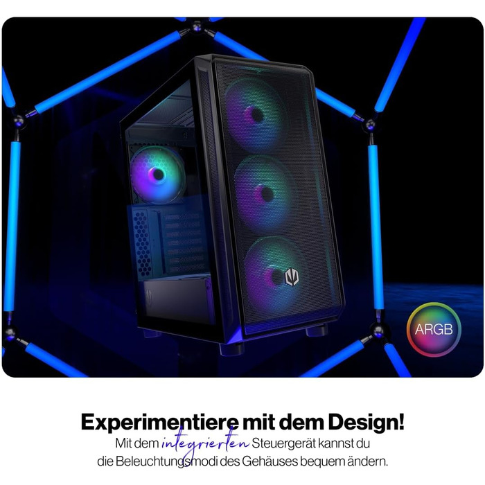 Корпус для ПК ENDORFY Arx 500 ARGB, загартоване скло, 4x140мм ARGB вентилятори
