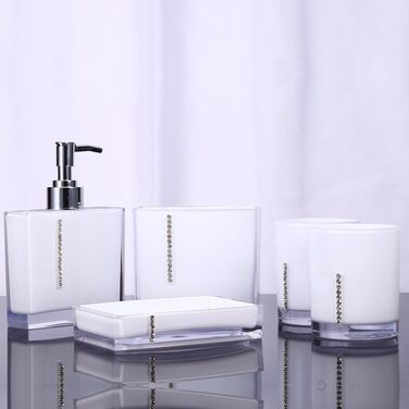 5-Piece Acrylic Bathroom Accessories Set, Vanity Organizer Set, Bathroom Tumbler, Toothbrush Holder, Soap Dish for Hotel and Home Use