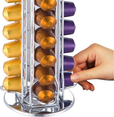 Обертовий тримач для 40 капсул Nespresso MaxMiuly, срібно-хромовий, для оригінальних капсул