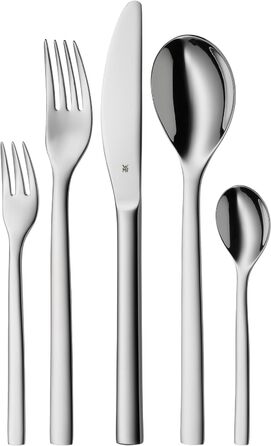 WMF Atria Stainless Steel Cutlery Set, 6 Place Settings, 30-Piece Dinner Cutlery Set, Monobloc Knives, Polished Cromargan Stainless Steel, Dishwasher Safe Table Cutlery