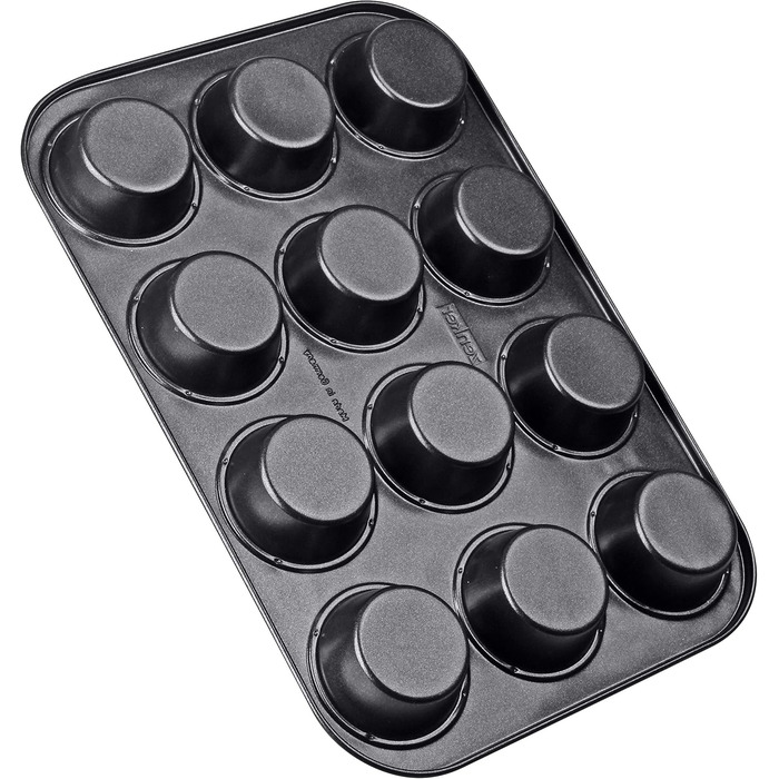 Zenker 12-Cup Muffin Tin Ø 7 cm CREME NOIR, Muffin tin made of steel sheet, baking sheet with ceramic-reinforced non-stick coating (Color: Crème/Anthracite), Quantity: 1 piece