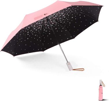 Стійкий до ультрафіолету компактний складаний парасоль від Voy Lady – Рожевий з квітковим принтом (96 см)