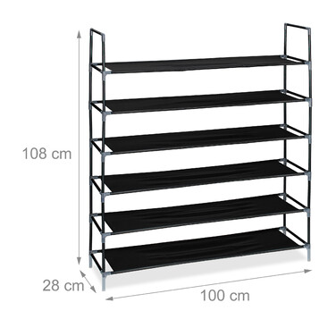 Relaxdays shoe rack with fabric shelves, 1 m