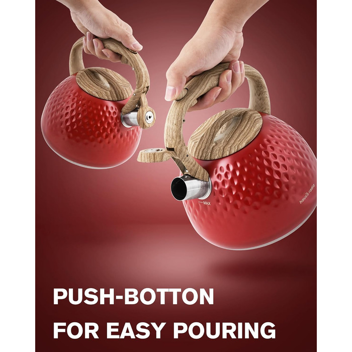 Чайник для заварювання Teekessel 2,7 л з емальованим покриттям зеленого кольору з імітацією дерева, з носиком, з нержавіючої сталі, антипригарний, з термостійкою ручкою оливкового кольору (Класичний червоний)