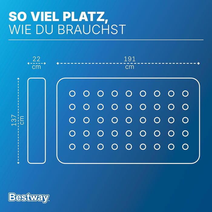 Повітряний матрац двоспільний Bestway Blue Horizon Double XL, 191 x 137 x 22 см, синій