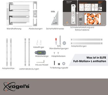 Настінна кріплення для телевізора Vogel's Elite TVM 5445, поворотне, ультратонке, 32-65 дюймів, до 35 кг, VESA 400x400, білий