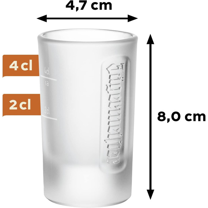 Набір шотерів Jägermeister 6 шт, 4cl та 2cl мірні склянки для лікеру та настоянок - Оригінал, стійкі до посудомийної машини