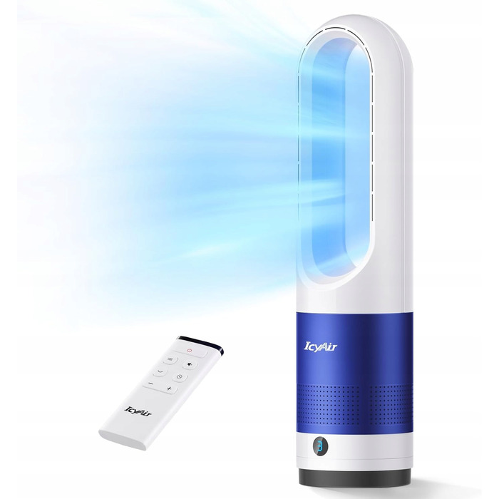 Безлопатевий вежовий вентилятор IcyAir, 55 см, 35 дБ, 8 швидкостей, осциляція 90°